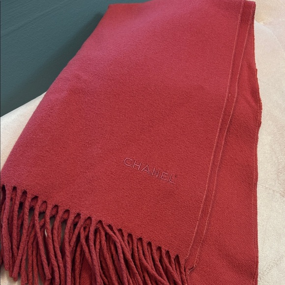 CHANEL Accessories - SOLD —CHANEL Cranberry Cashmere Scarf